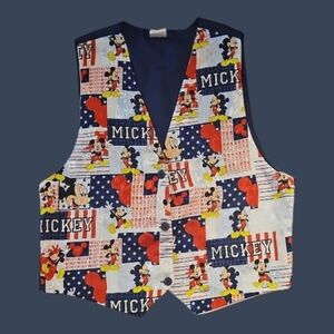 DISNEY UNLIMITED 1980s Patriotic July 4th Mickey Mouse Satin Vest